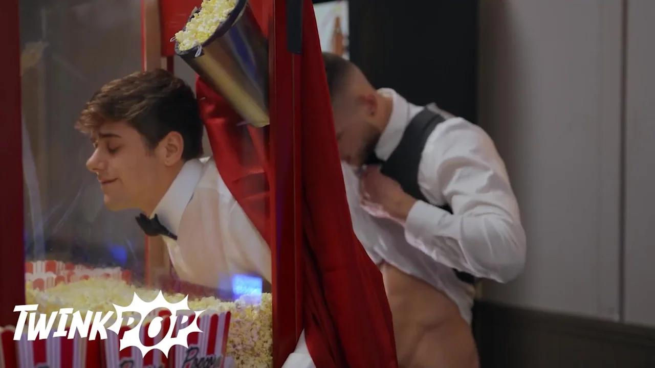 Twink Pop - Joey Mills Gets His Big Dick Sucks By Devy While Making Pop Corn For The Customer